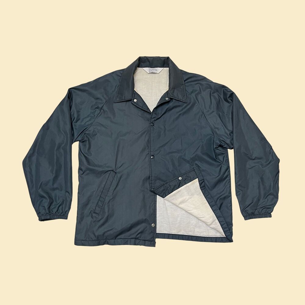70s workwear windbreaker, vtg 1970s blue nylon jacket, David Peyser Sportswear